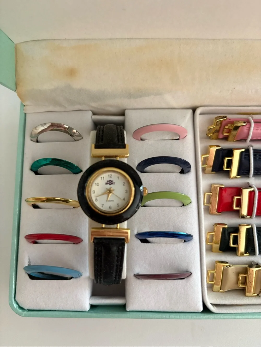 NOS: PopSmart Watch Interchangeable Bezels & Straps Multicolor Round Dial